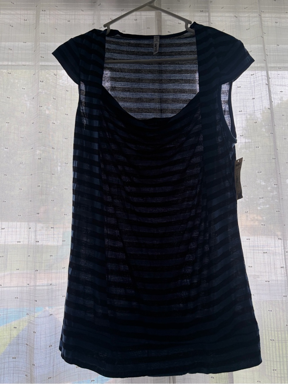 PacSun Kirra Navy and Black Striped Scoop Neck Top